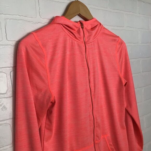 H&M coral fitted hooded sports jacket gold zipper - Picture 2 of 11